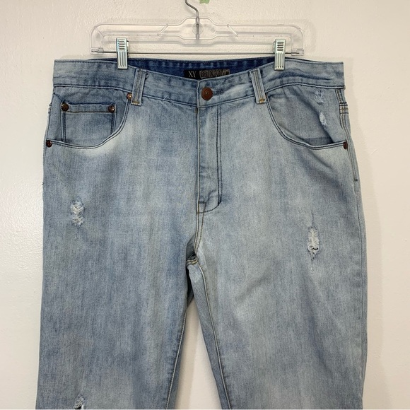 X Ray Jeans Men 38 Blue Light Wash Straight Distress Casual Work Skater 30" - Picture 2 of 11